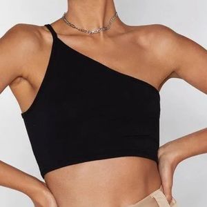 Nasty Gal black one shoulder crop top